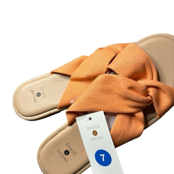 Shade and Shore Slip On Flat Sandal w/Memory Foam-Orange/Tan NWT Size 7 - Picture 6 of 12